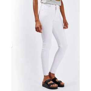 Topshop Moto Jamie Rock & Roll Skinny Jeans High Rise White, Size W32, L30